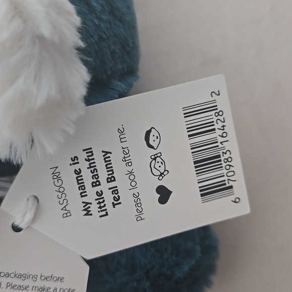 Jellycat Bashful Teal Bunny 7.1x3.5" Soft & Plush BNWT Authentic - Picture 7 of 7